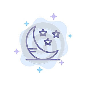 Moon, Cloud, Weather Blue Icon on Abstract Cloud Background