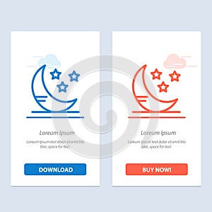 Moon, Cloud, Weather  Blue and Red Download and Buy Now web Widget Card Template