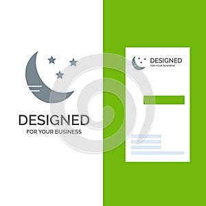 Moon, Cloud, Weather Grey Logo Design and Business Card Template