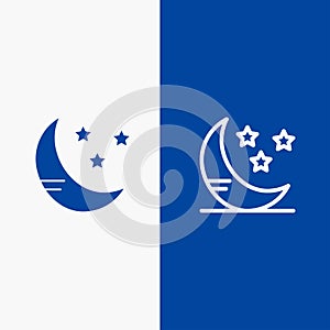 Moon, Cloud, Weather Line and Glyph Solid icon Blue banner Line and Glyph Solid icon Blue banner