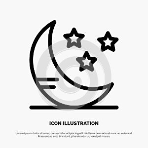 Moon, Cloud, Weather Line Icon Vector