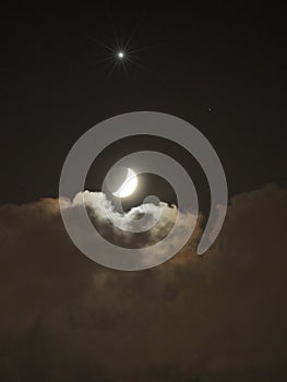 Moon and clouds night sky nightscape
