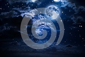Moon and clouds in the night