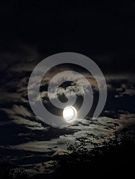 Moon, cloudy sky, night