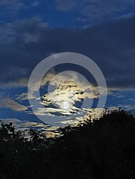 Moon, cloudy sky, night