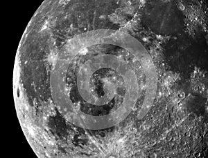 Moon crater and details observing