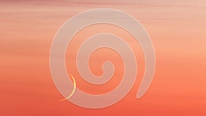 Moon crescent and pastel colors sunset sky