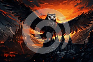 Moon dark horror night owl bird evil halloween darkness fantasy