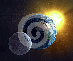 Moon, Earth and the Sun