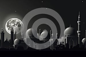 moon eclipse and mosque for ramadan kareem