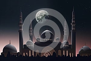 moon eclipse and mosque for ramadan kareem