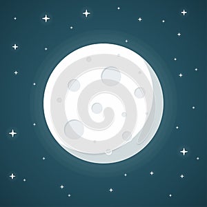 Moon flat design style on blue background
