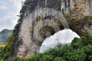 Moon hill, the famous karst hill in Yangshuo county in Guangxi autonomous region in China.