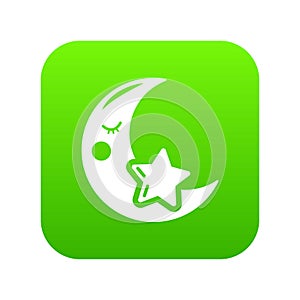 Moon icon green vector