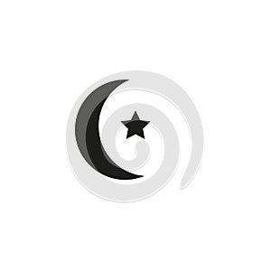 Moon Icon in trendy flat style isolated on grey background. Nighttime symbol for your web site design, logo, app, UI