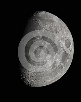 Moon image on a beautiful and clear night from Earth, how obvious the craters are