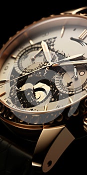 Moon-inspired Watch With Close-up Intensity And Florentine Renaissance Style