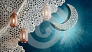 Moon and Lantern Ramadan Background
