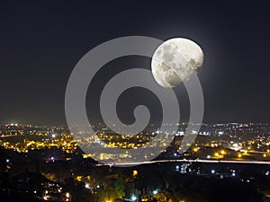 Moon light night city view photo