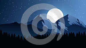 Moon light night premium vector landscape