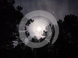 Moon light on night sky