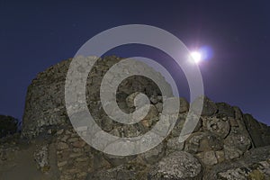Moon light on nuraghe La Prisgiona