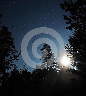 Moon light and Pleiades stars observing