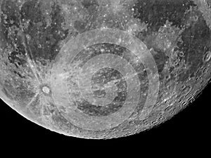 Moon lower lunar surface Tycho quadrant closeup