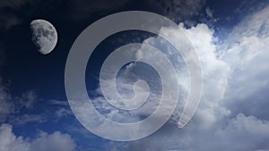 Moon sky and clouds .