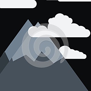 Moon and Mountains Panorame Generative Art background illustration