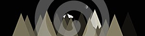 Moon and Mountains Panorame Generative Art background illustration