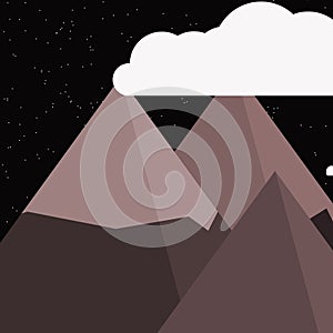 Moon and Mountains Panorame Generative Art background illustration