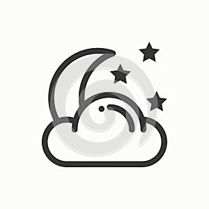 Moon night line simple icon. Weather symbols. Dream, sleep. Design element. Template for mobile app, web and widgets