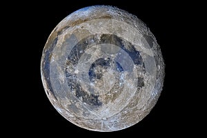 The moon in the night sky close-up. 3D rendering