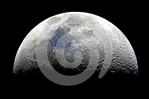 The moon in the night sky close-up. 3D rendering