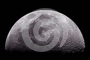 The moon in the night sky close-up. 3D rendering