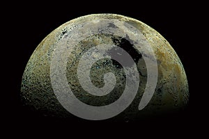 The moon in the night sky close-up. 3D rendering