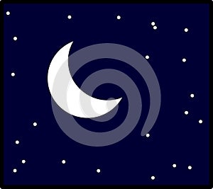 moon in night sky with stars vector illustration