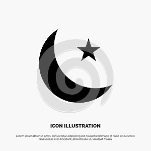 Moon, Night, Star, Night solid Glyph Icon vector