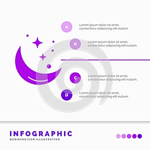 Moon, Night, star, weather, space Infographics Template for Website and Presentation. GLyph Purple icon infographic style vector