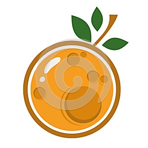 moon orange citrus fruit juice logo concept design vector