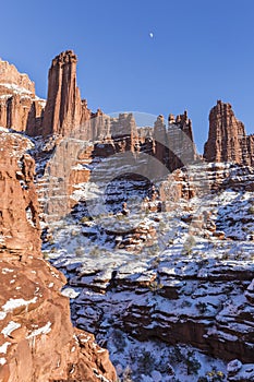 Moon over Fisher Towers photo