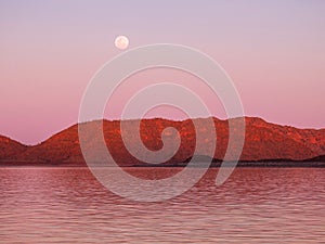 Moon Over Lake Argyle