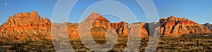 Moon over Red Rock Canyon, Nevada at sunrise