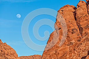 Moon Over Red Rocks in the Valley of Fire