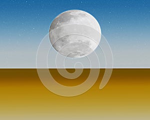 Moon over a terrestial plain in the distant universe