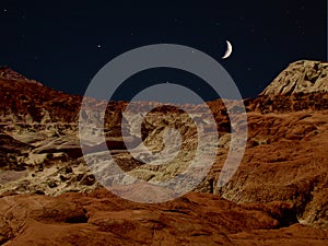 Moon over the Toadstools in Southern Utah