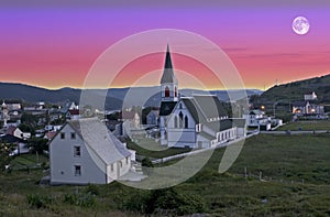 Moon over Trinity, Newfoundland, Canada