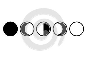 Moon phases astronomy icon set.