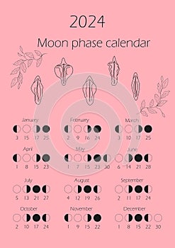 Moon phases calendar 2024.